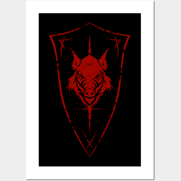 Wild Boar Shield Logo Wall Art by chriskar